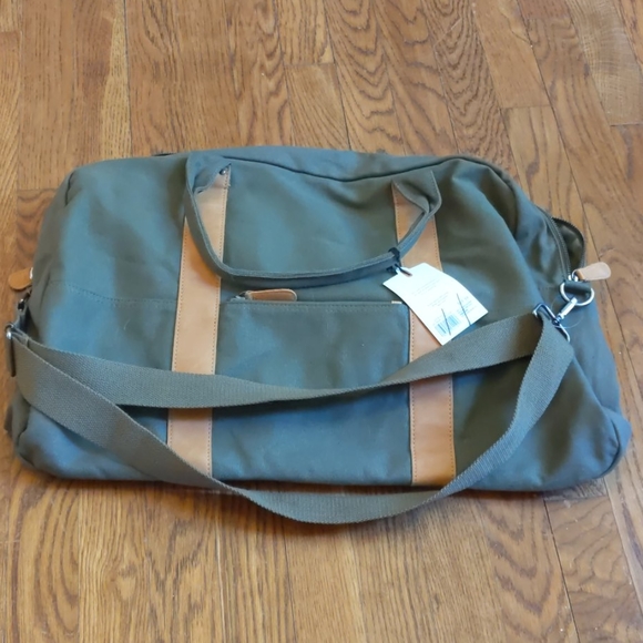 Hearth & Hand Weekend Bag Canvas & Leather Green - Picture 4 of 6